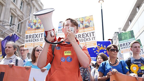 Lib Dem with megaphone