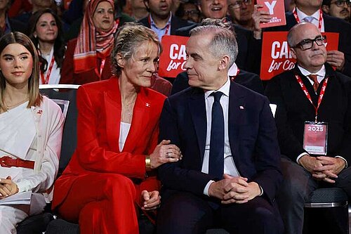 Canadian Liberal Party Leader Mark Carney and his wife