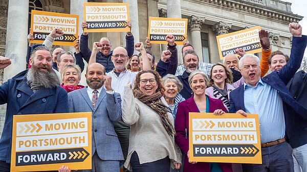 Portsmouth Liberal Democrats at Portsmouth Guildhall with deputy party leader Daisy Cooper