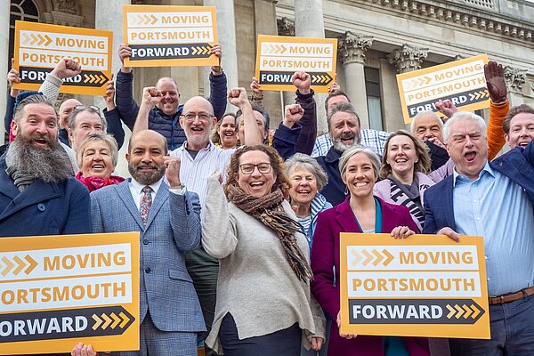 Portsmouth Liberal Democrats at Portsmouth Guildhall with deputy party leader Daisy Cooper